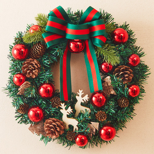 圣诞花环装饰品藤圈门挂场景布置