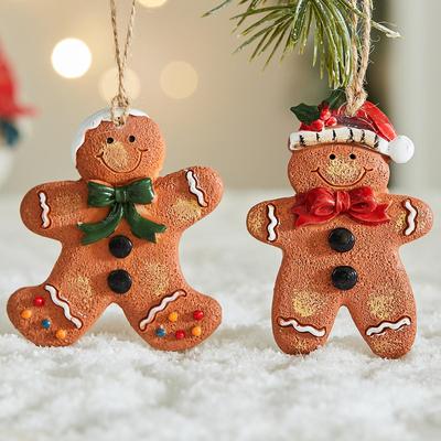 圣诞节装饰品树脂姜饼人小挂件圣诞树吊饰可爱小挂饰场景布置道具