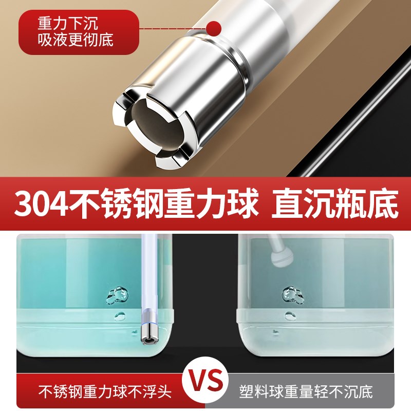 304不锈钢皂液延m长管洗洁精水槽按压器厨房用压取神器洗碗槽菜盆
