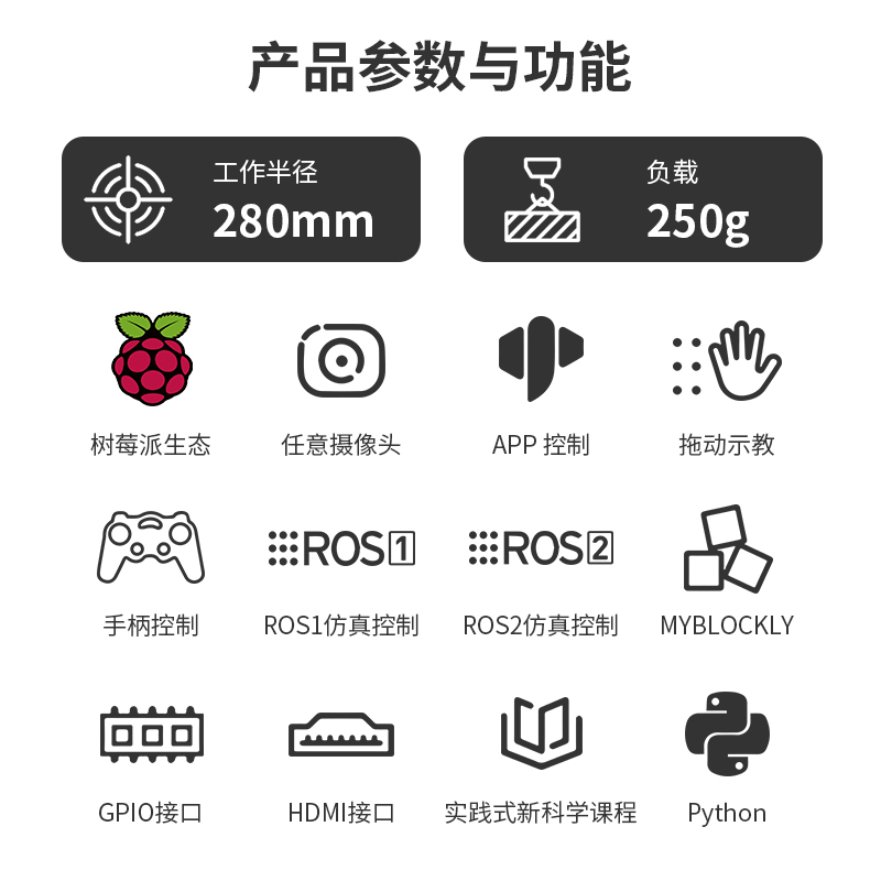 myCobot树莓派开源六轴机械手臂AI视觉识别ROOS编程开发机器人智