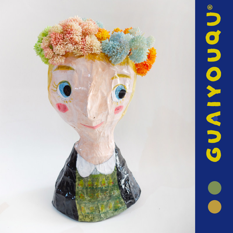 怪有趣生活 艺术纸雕塑 脑袋开花原创花器桌面容器客厅摆件手工