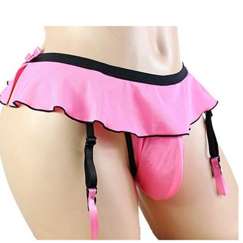 男士吊带袜cd变装伪娘cos用品女装大佬T裤夜店夹丁字裤性感三角裤