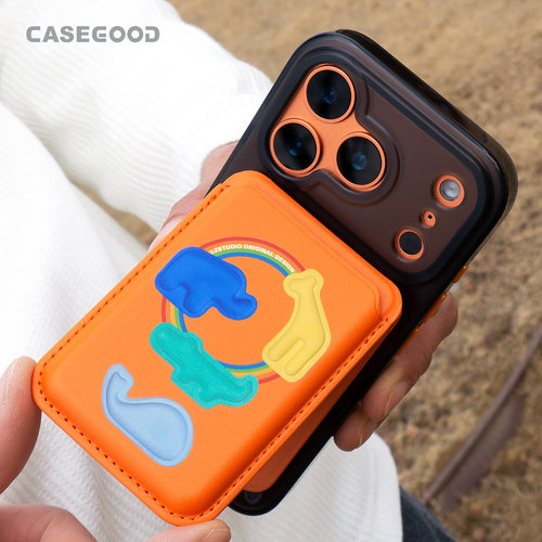 CASEGOOD 原创小众苹果17pro星宇橙手机壳背贴磁吸卡包支架15适用iPhone16promax保护套14全包透黑新款18pro