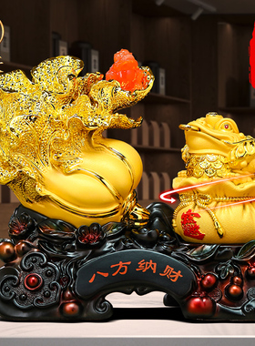 金蟾招财白菜摆件聚宝盆客厅办公室前台装饰品店铺乔迁开 业礼物