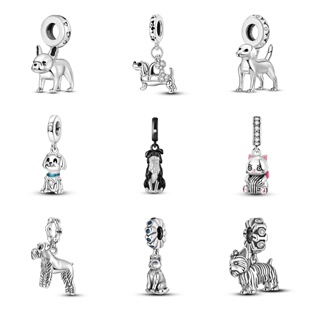 白铜镀银狗狗猫咪吊坠串珠DIY手链饰品珠子配件跨境挂件可爱萌宠