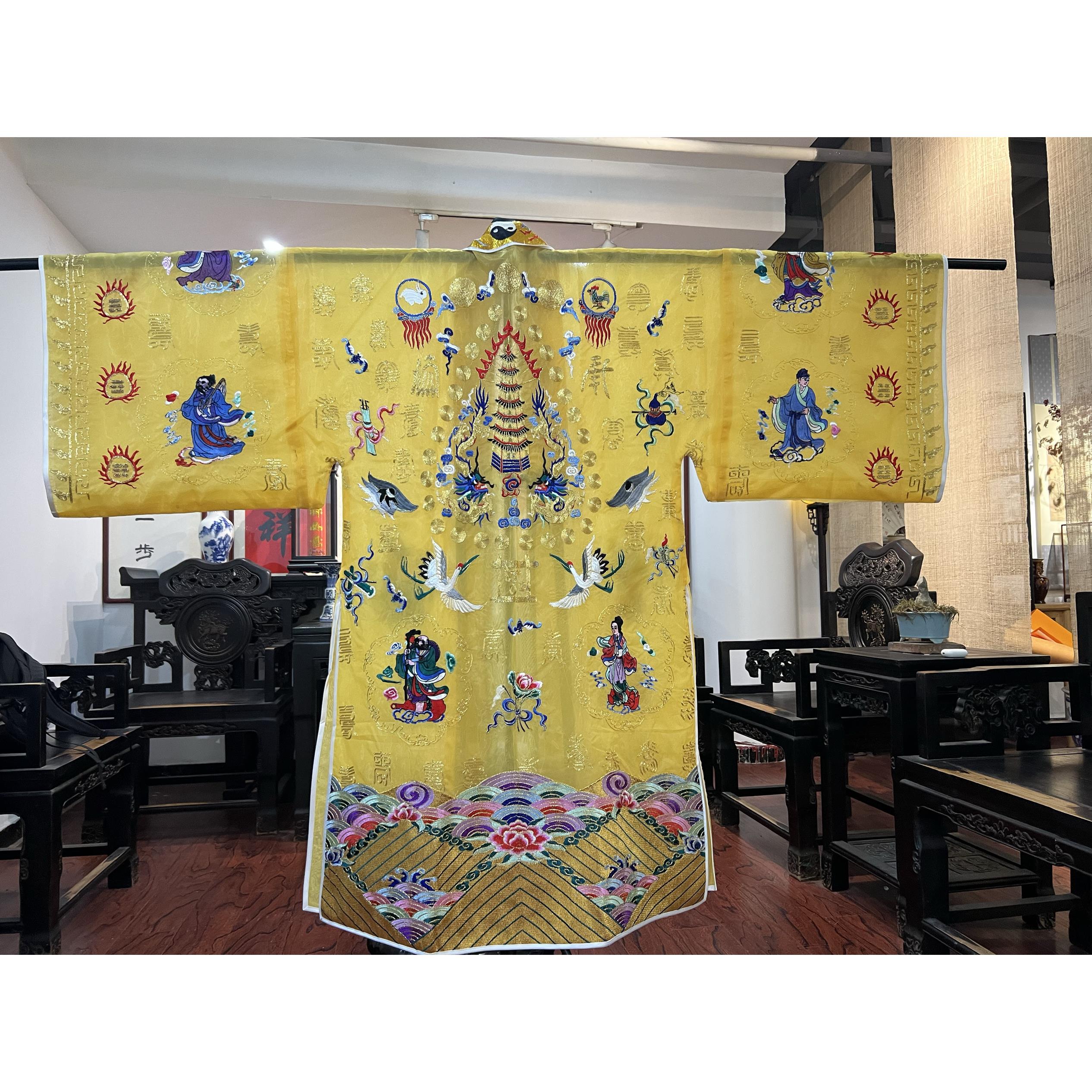 新款道士服高功服轻薄纱料八仙萧台二十八星宿小袖法衣降衣道袍