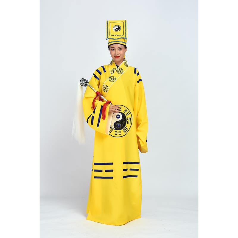 新款道士服装男古装戏曲道服法衣林正英茅山道袍先天八卦经衣长袍