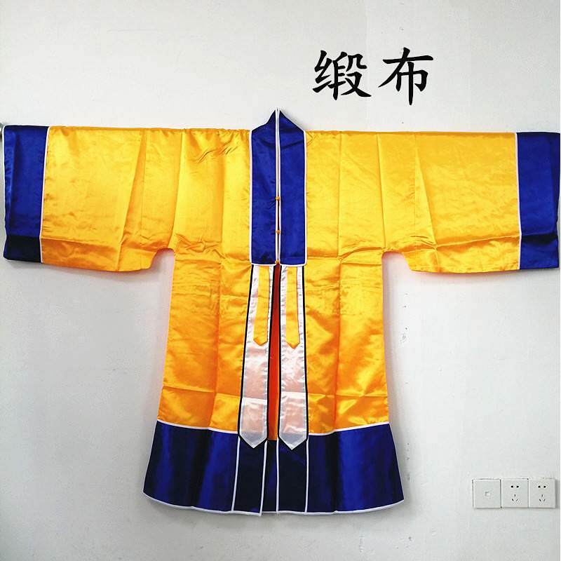 新款新款豪礼道家用品法衣道士服仙鹤衣补子经衣小袖道袍缎布黄色