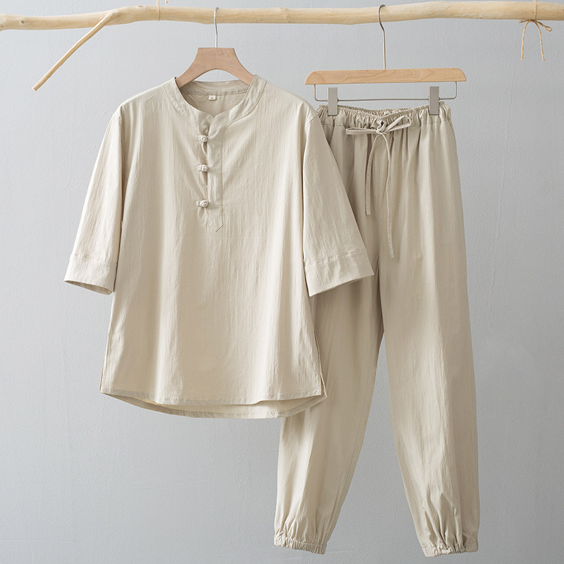 新款禅修居士服女夏季薄款打坐佛系禅意道服中国风茶艺服复古中式