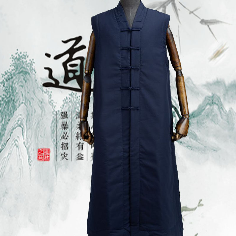 新款冬季道士服装男女加绒马甲道家道袍长坎肩太极服保暖棉服马夹