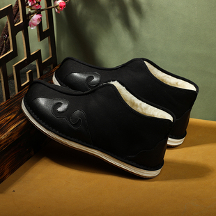 新款男棉鞋手工千层底冬季保暖道士鞋太极练功鞋休闲云头鞋