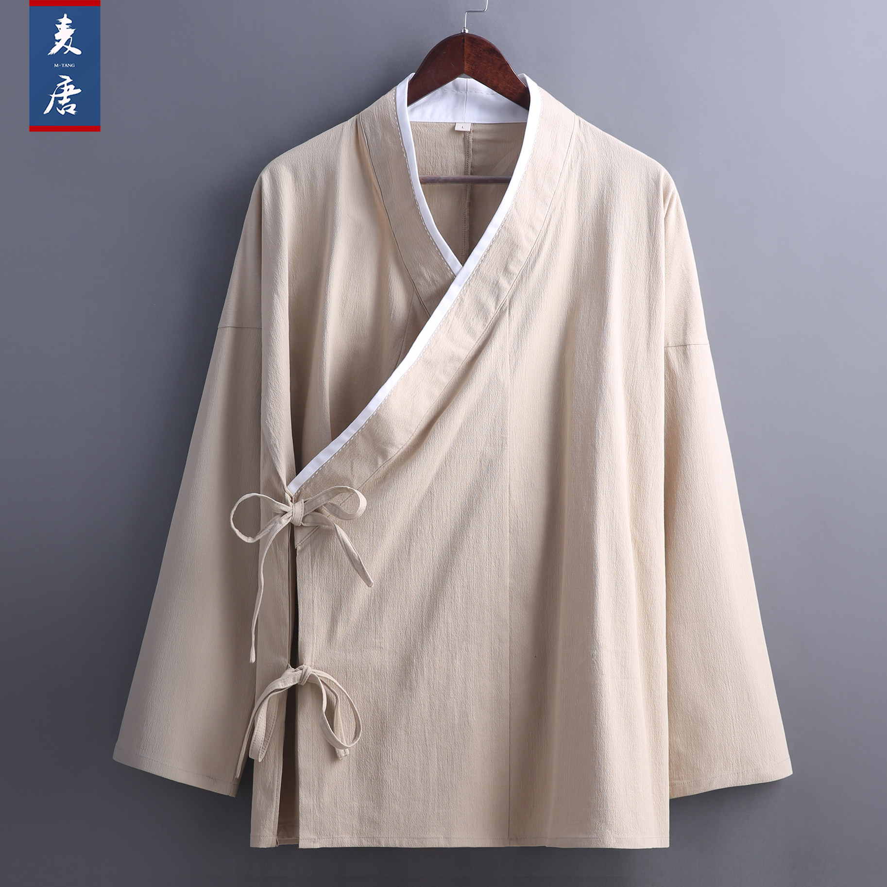 新款中国风春季男汉服古装茶服禅服宽松中式居士服棉麻道服道袍棉