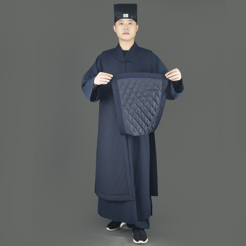 新款道袍冬季加绒道士服装短款马甲道服道家长款加棉保暖男女坎肩