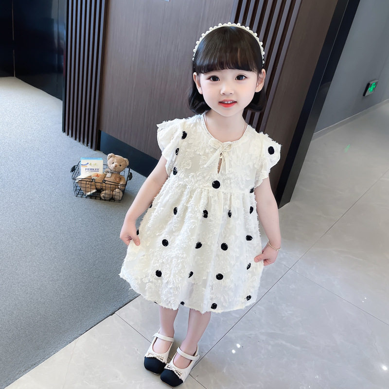 品牌专柜女童小香风背心裙子夏装新款宝宝洋气韩版波点短袖公主裙