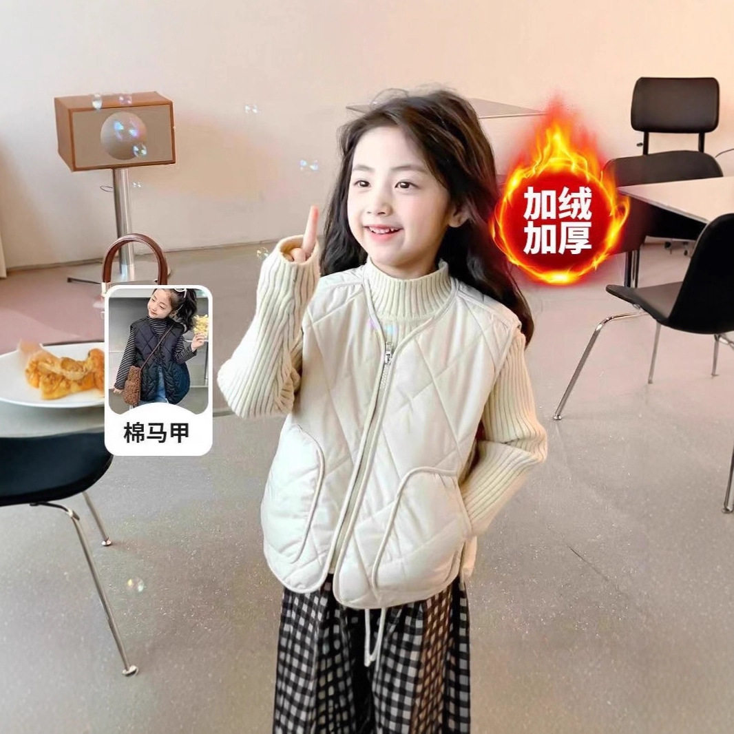 品牌专柜儿童秋冬季加绒棉马甲中大童女孩保暖背心坎肩保暖内胆潮