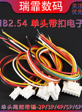 XHB2.54mm带锁扣电子线 单头尾部带锡端子连接线 2P/3P/4P/5P/6P