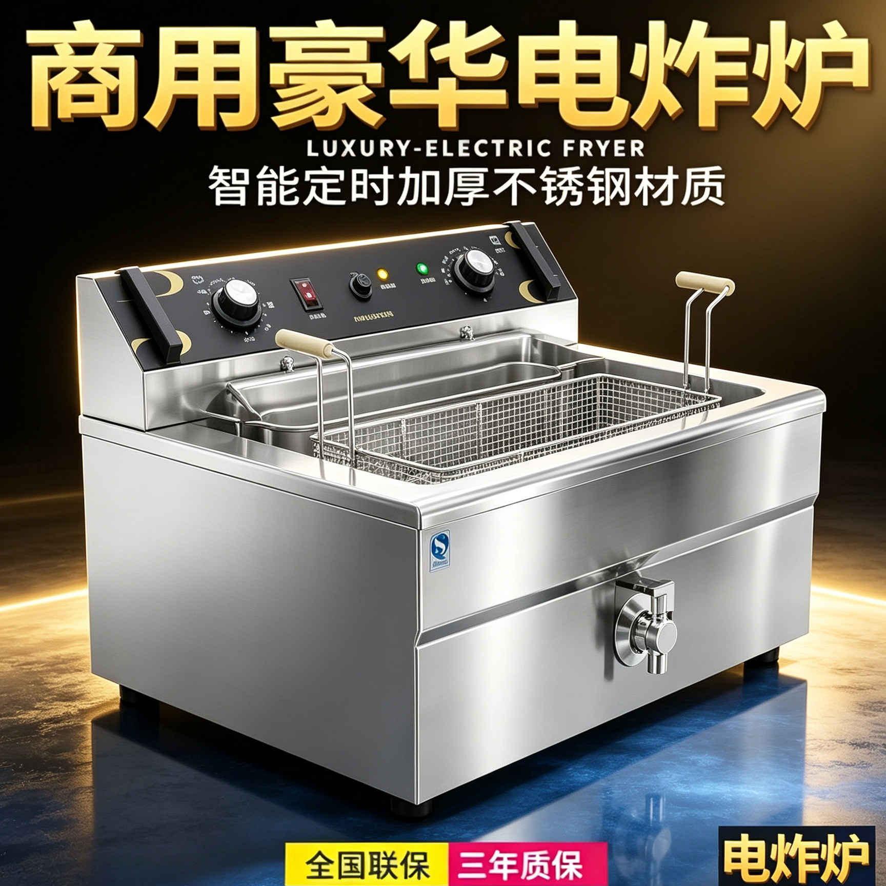方密豪华商用电炸炉8K镜面不锈钢