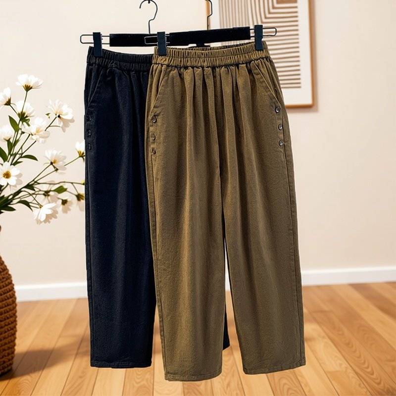 加大码通勤风简约舒适休闲九分裤2026春季新款高腰显瘦百搭阔腿裤,女装/女士精品,大码裤装,淘宝优惠券,粉丝福利购,淘宝优惠卷