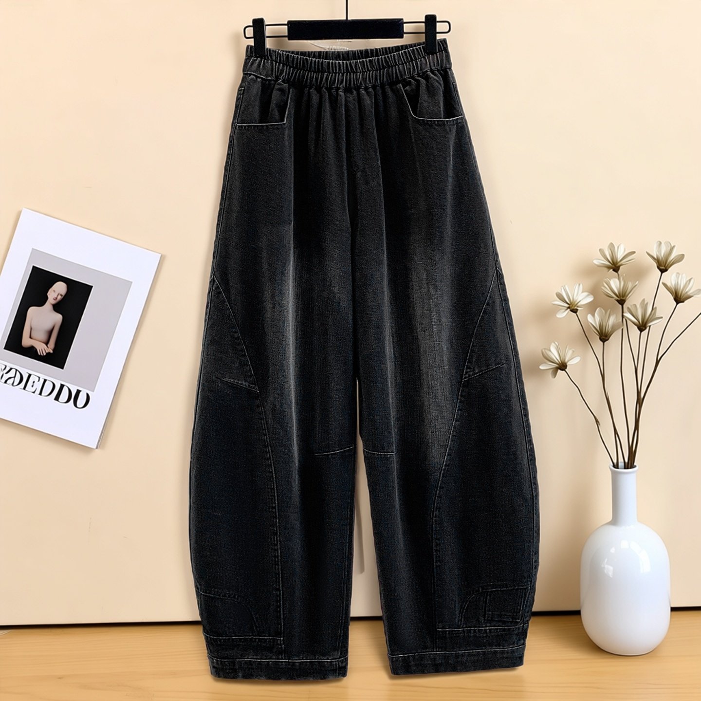 梨形身材胖MM遮胯显瘦百搭弯刀裤女2026春季新款通勤风休闲阔腿裤,女装/女士精品,大码裤装,淘宝优惠券,粉丝福利购,淘宝优惠卷