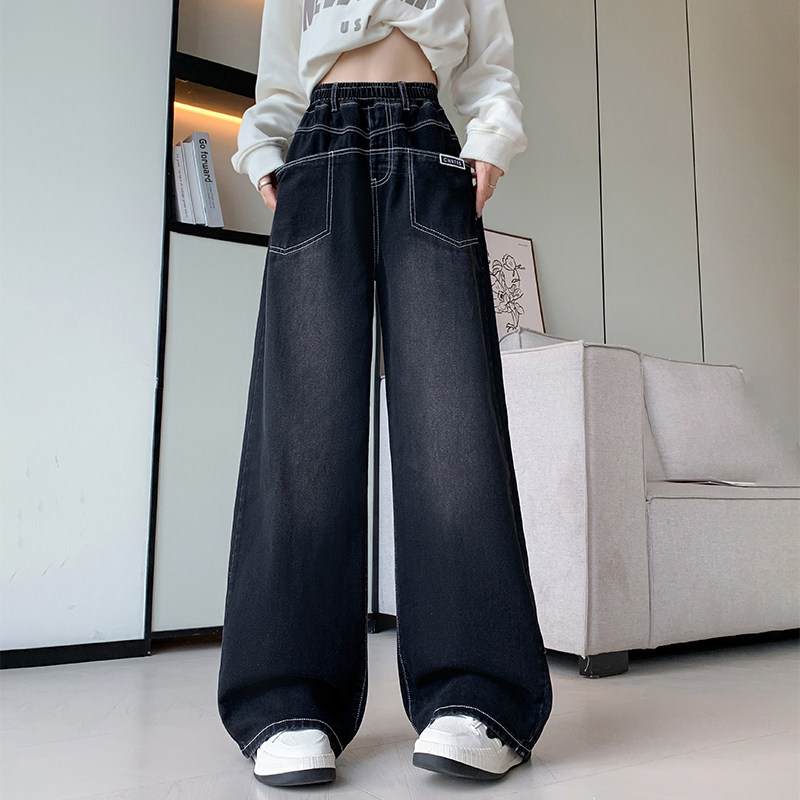 特大码韩版时尚百搭牛仔拖地裤女秋季直筒长裤胖mm遮胯显瘦阔腿裤,女装/女士精品,大码裤装,淘宝优惠券,粉丝福利购,淘宝优惠卷