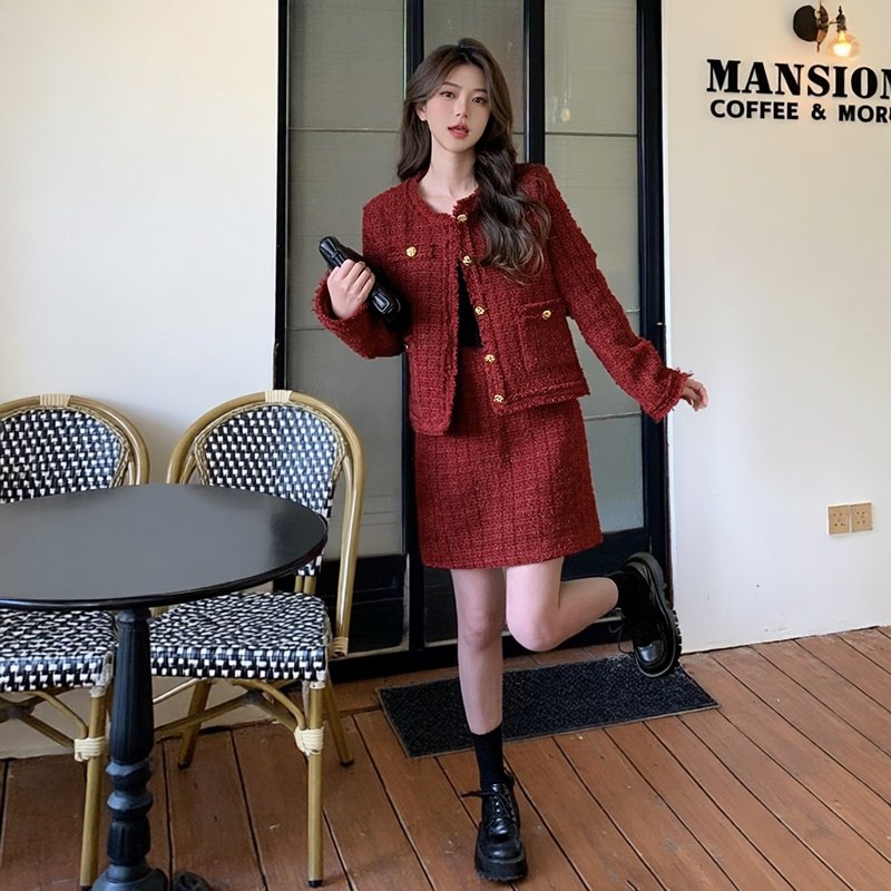 大码女装小香风外套半身裙套装2025秋冬新款时尚轻奢气质百搭套装,女装/女士精品,大码套装,淘宝优惠券,粉丝福利购,淘宝优惠卷