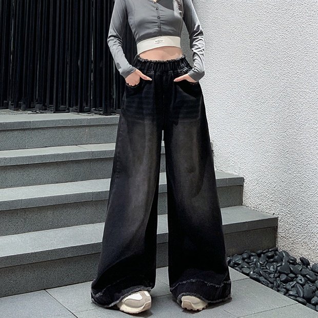 梨形身材胖MM遮肉显瘦牛仔拖地裤女加肥加大码高腰宽松休闲阔腿裤,女装/女士精品,大码裤装,淘宝优惠券,粉丝福利购,淘宝优惠卷
