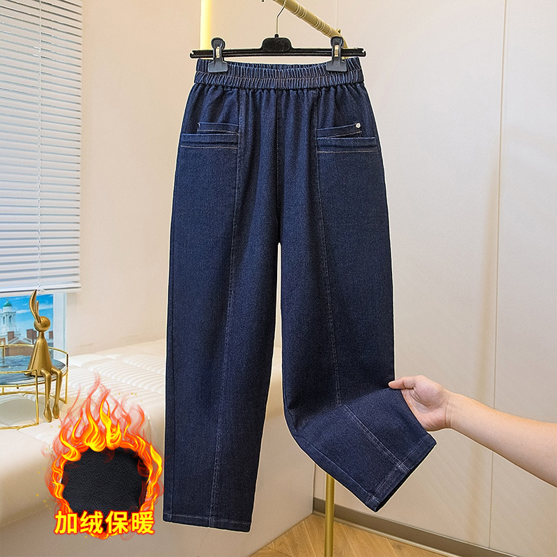 加大码时尚垂感抗皱加绒直筒裤女