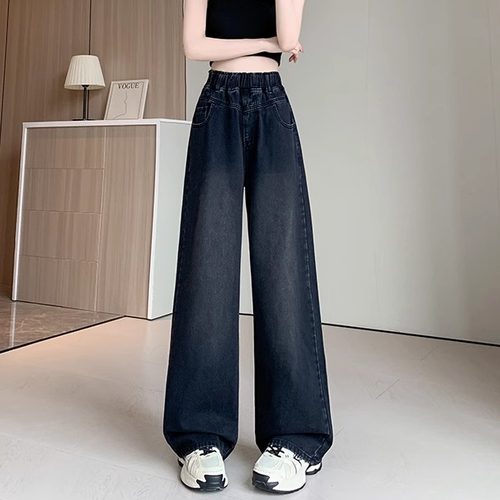 大码宽松显瘦时尚阔腿牛仔裤女潮