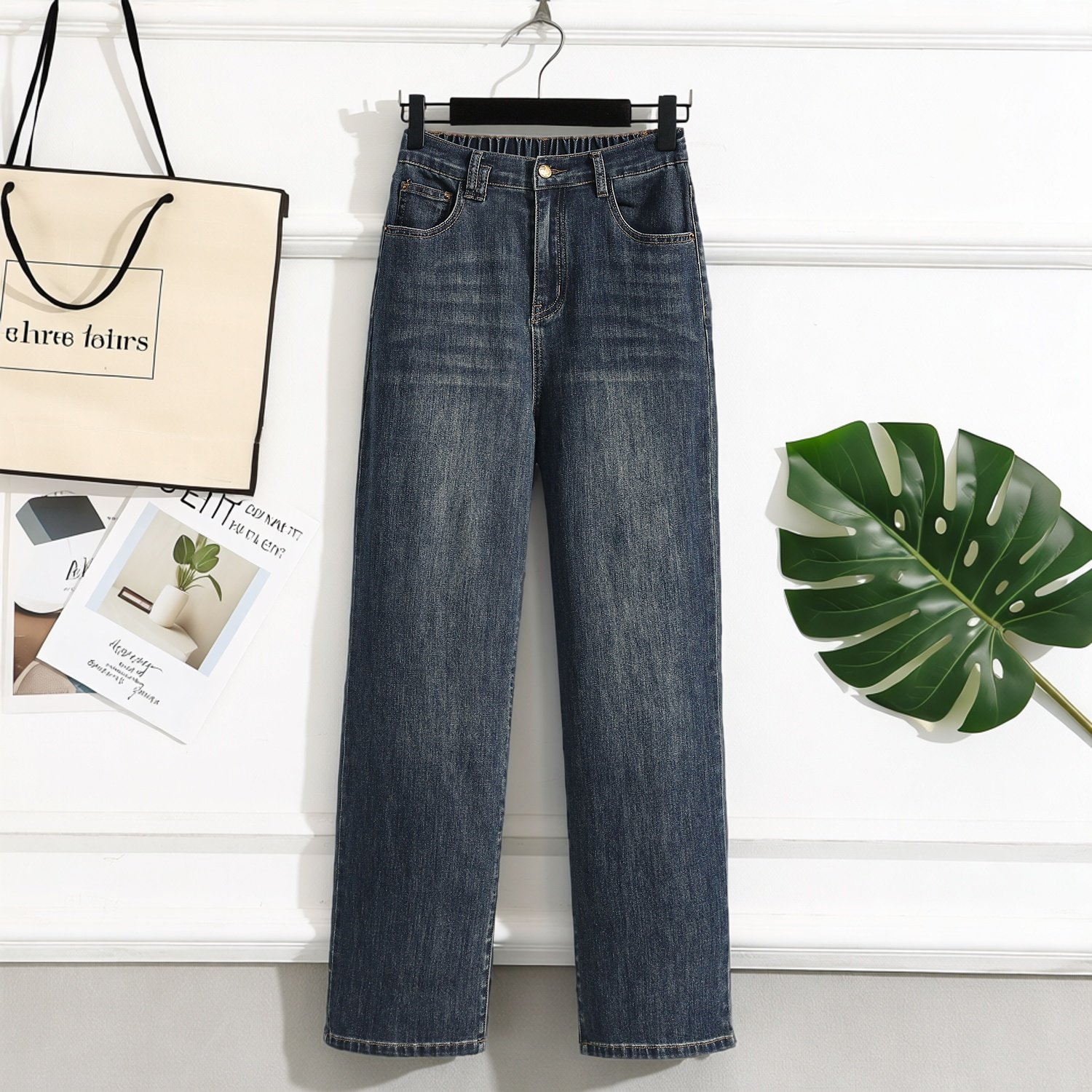 大码女装窄版简约透气牛仔直筒裤2026春季新款高腰显瘦百搭烟管裤,女装/女士精品,大码裤装,淘宝优惠券,粉丝福利购,淘宝优惠卷