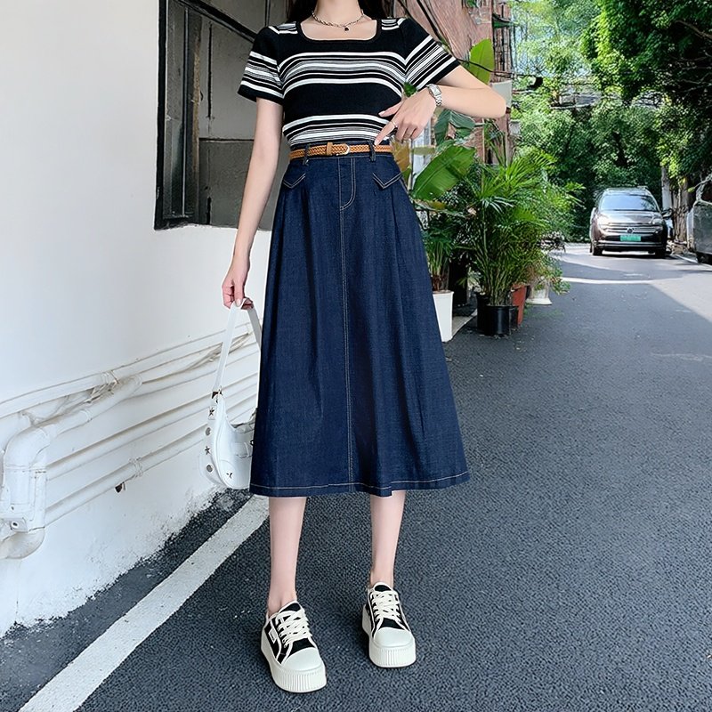 胖MM遮胯显瘦时尚百搭牛仔裙2026春季新款简约舒适垂感休闲半身裙,女装/女士精品,大码半身裙,淘宝优惠券,粉丝福利购,淘宝优惠卷