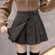 特大码 短裙 半身裙高腰显瘦a字西装 防走光毛呢百褶裙裤 女士秋冬装