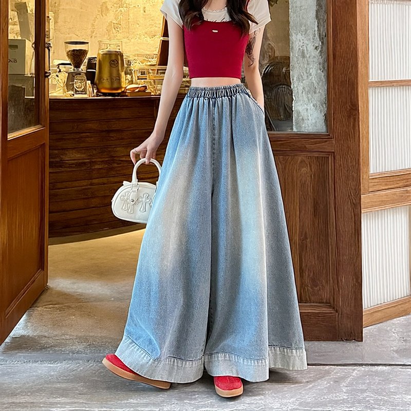 加大码复古卷边水洗牛仔裤女2026春季新款高腰加肥加宽显瘦阔腿裤,女装/女士精品,大码裤装,淘宝优惠券,粉丝福利购,淘宝优惠卷