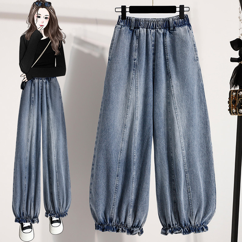 小个子束脚牛仔裤女春季大码宽松显瘦灯笼裤九分阔腿裤胖mm哈伦裤,女装/女士精品,大码裤装,淘宝优惠券,粉丝福利购,淘宝优惠卷