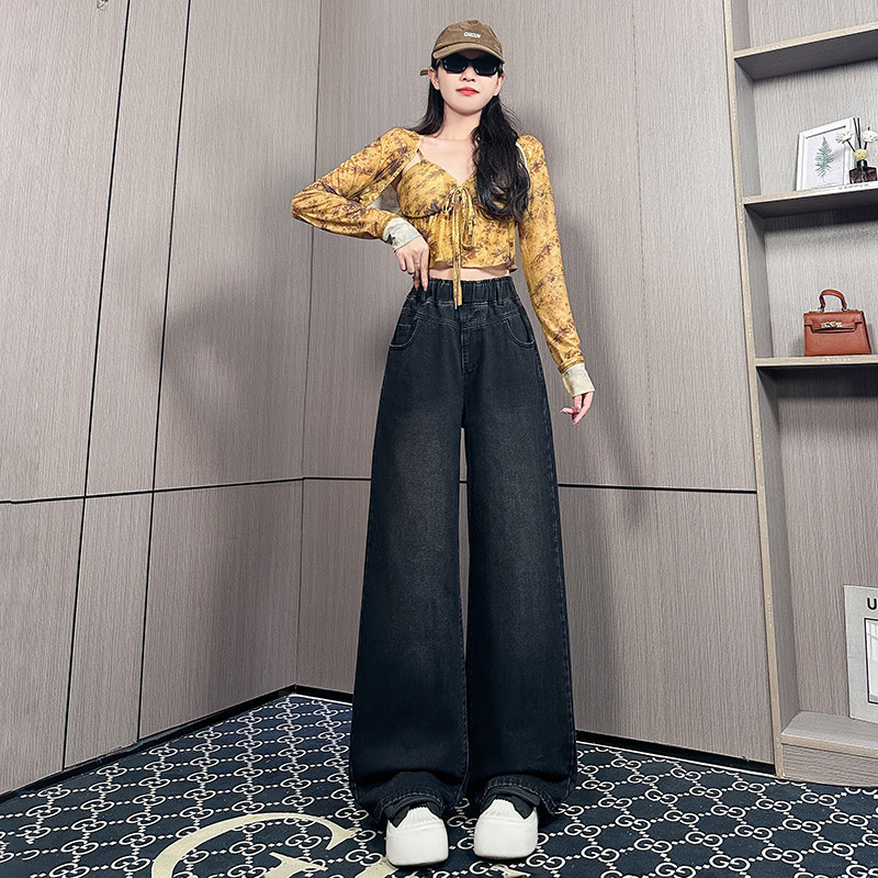 秋冬新款加肥加大码女装牛仔裤松紧高腰显瘦直筒裤休闲百搭拖地裤,女装/女士精品,大码裤装,淘宝优惠券,粉丝福利购,淘宝优惠卷