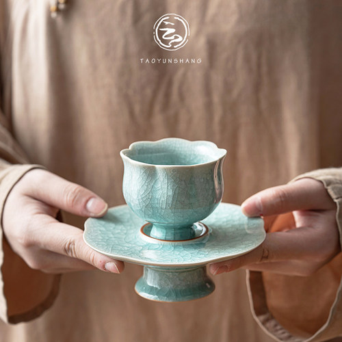 陶云尚汝窑开片茶杯主人杯个人杯