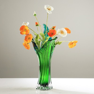 轻奢琉璃花瓶异形摆件现代客厅样板间酒店玄关桌面插花花器装饰品