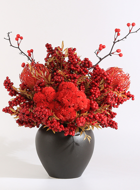 新中式风仿真花发财果年味装饰品
