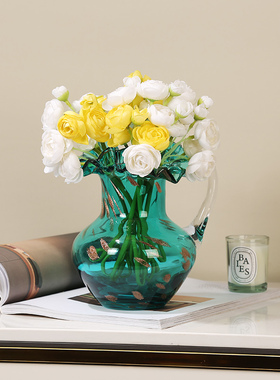 中古风手提花瓶摆件手工艺术玻璃