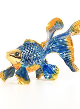 创意纯铜彩色金鱼摆件家居客厅玄关酒柜样板间礼盒装招财吉祥摆设