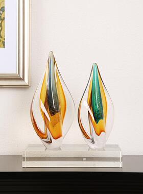 彩色水滴艺术玻璃摆件现代简约客厅酒店样板间博古架桌面装饰送礼