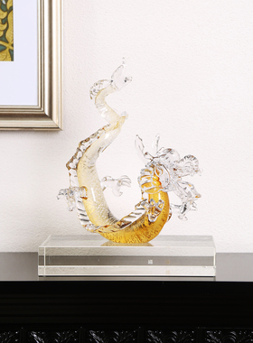 艺术龙艺术玻璃摆件龙腾四海