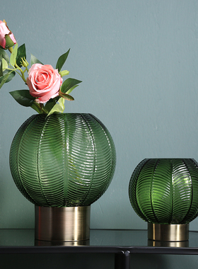 轻奢风水培玻璃底座插花装饰品