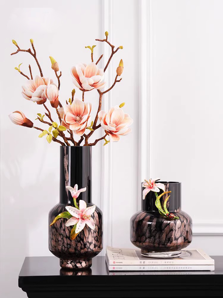 艺术珐琅彩玻璃花瓶客厅餐桌高级感现代轻奢可水培花器插花装饰品