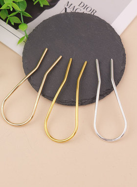 电泳保色30*80mmU型簪主体diy古风发簪发钗发簪步摇材料