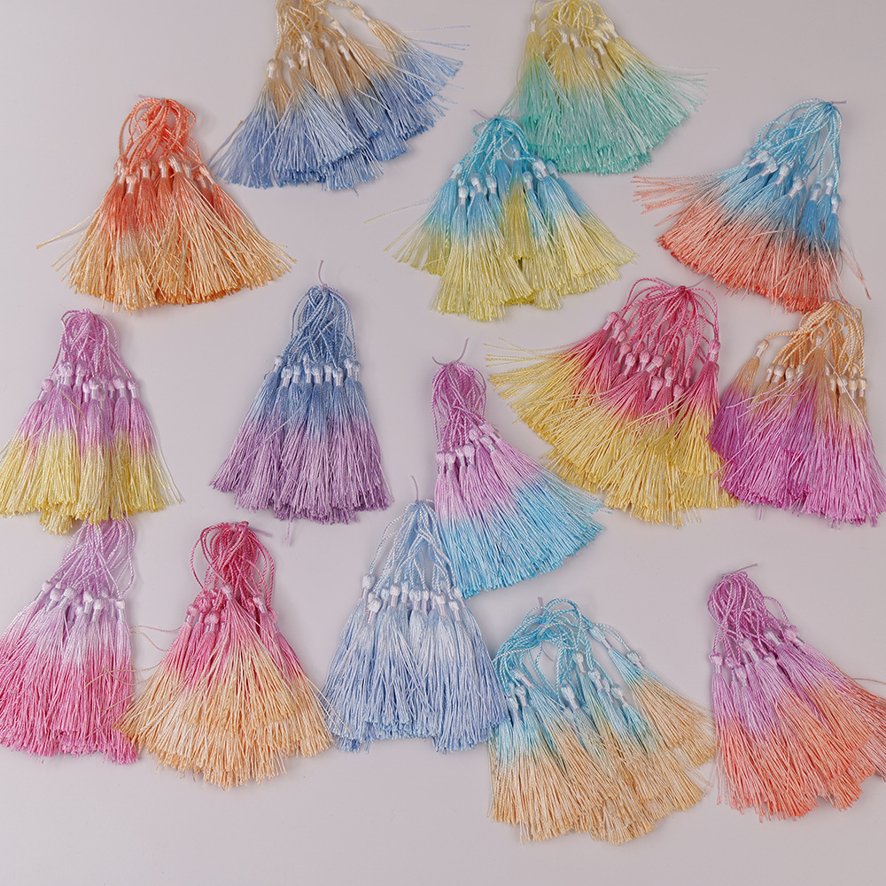 渐变小流苏古风diy饰品配件手染渐变流苏穗子垂直小书签挂饰吊坠