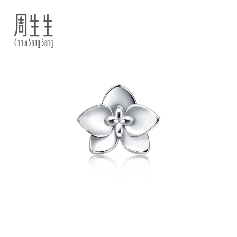周生生铂金兰花耳钉单只