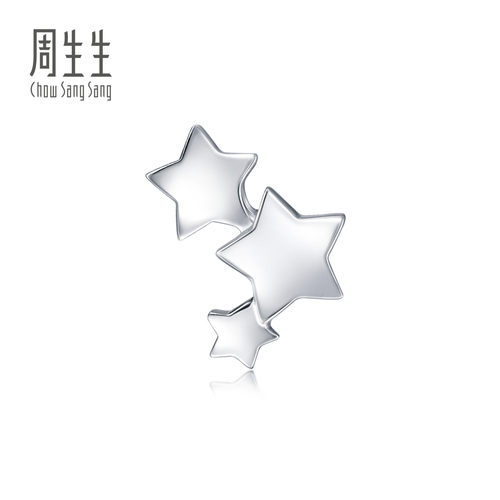 铂金星星耳钉周生生单边