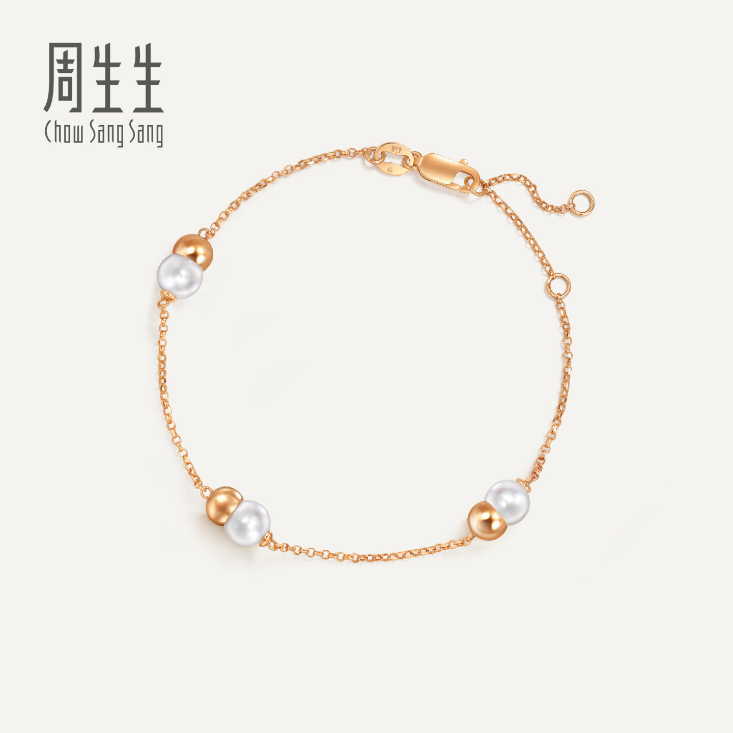 周生生福禄葫芦Daily Luxe珍珠18K玫瑰金手链94730B