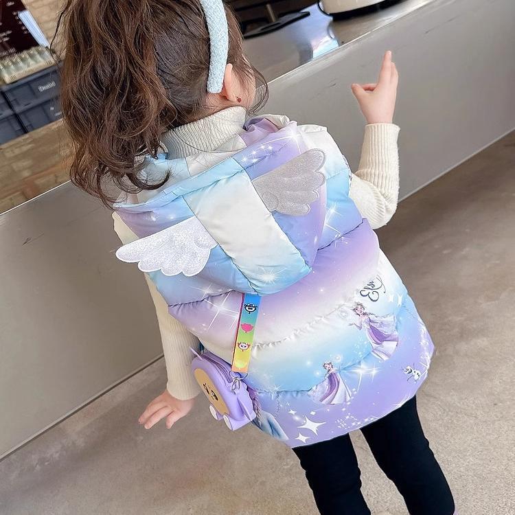 英国NEXTROAD女童马甲秋冬装2025新款儿童加厚羽绒棉坎肩宝宝艾莎