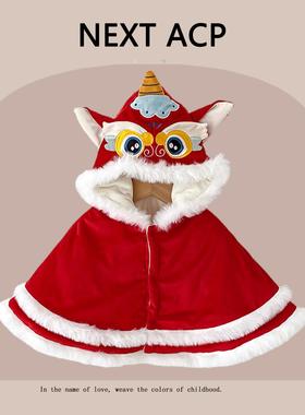 英国NEXT ACP婴儿拜年斗篷喜庆秋冬外出宝宝加厚披风红色防风披肩